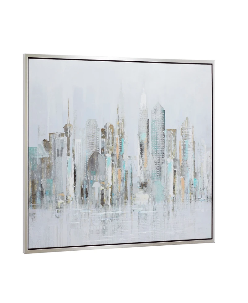 Rosemary Lane Canvas Buildings City Framed Wall Art with Silver-Tone Frame, 48" x 2" x 36"