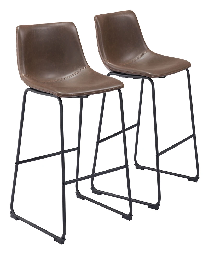 Zuo 39" each, Set of 2 Steel, Polyurethane Smart Bar Chair
