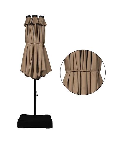 15Ft Patio Double-Sided Solar Led Market Umbrella Crank Base