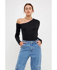 Grey Lab Women's Asymmetric Soft Knit Top