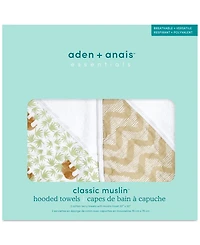 aden by aden + anais Baby Boys or Baby Girls Hooded Bath Towels, Pack of 2