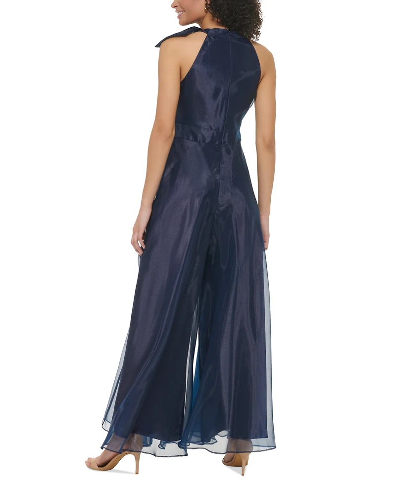 Eliza J Women's Bow Halter-neck Sleeveless Wide-leg Jumpsuit