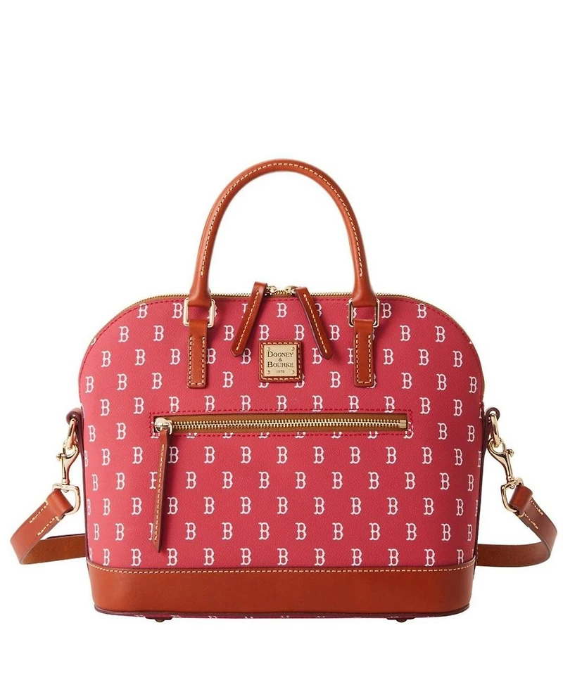 Women's Dooney & Bourke Boston Red Sox Signature Domed Zip Satchel Purse
