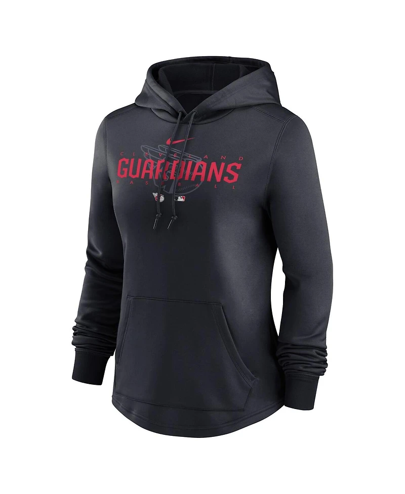 Women's Nike Navy Cleveland Guardians Authentic Collection Pregame Performance Pullover Hoodie