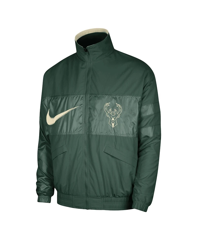 Men's Nike Hunter Green Milwaukee Bucks Courtside Versus Capsule Full-Zip Jacket