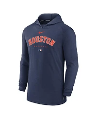 Men's Nike Heather Navy Houston Astros Authentic Collection Early Work Tri-Blend Performance Pullover Hoodie