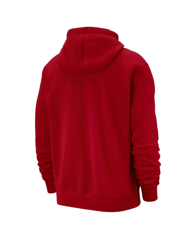 Men's Nike Red Philadelphia 76ers Courtside Versus Stitch Split Pullover Hoodie