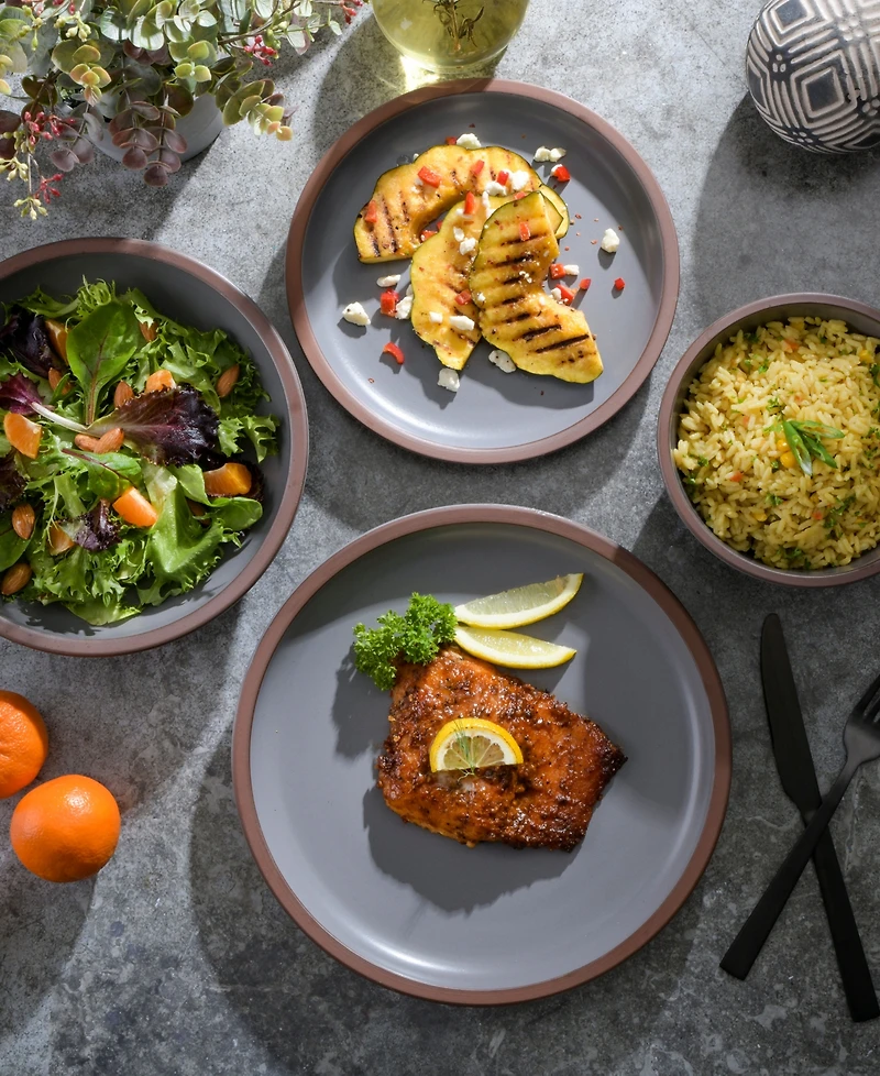 Gibson Elite Lagos Double Bowl-16 Piece Dinnerware Set, Service for 4