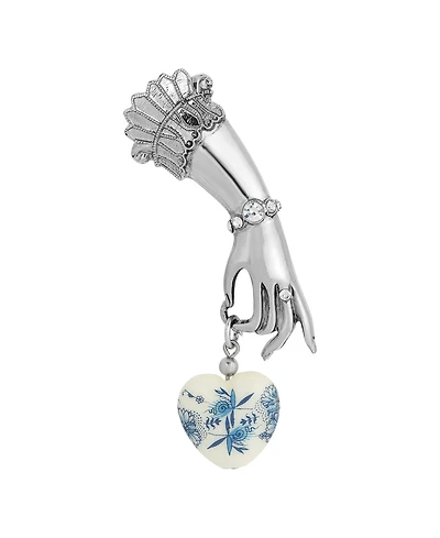 2028 Glass Blue Heart Charm Ladies Hand Pin