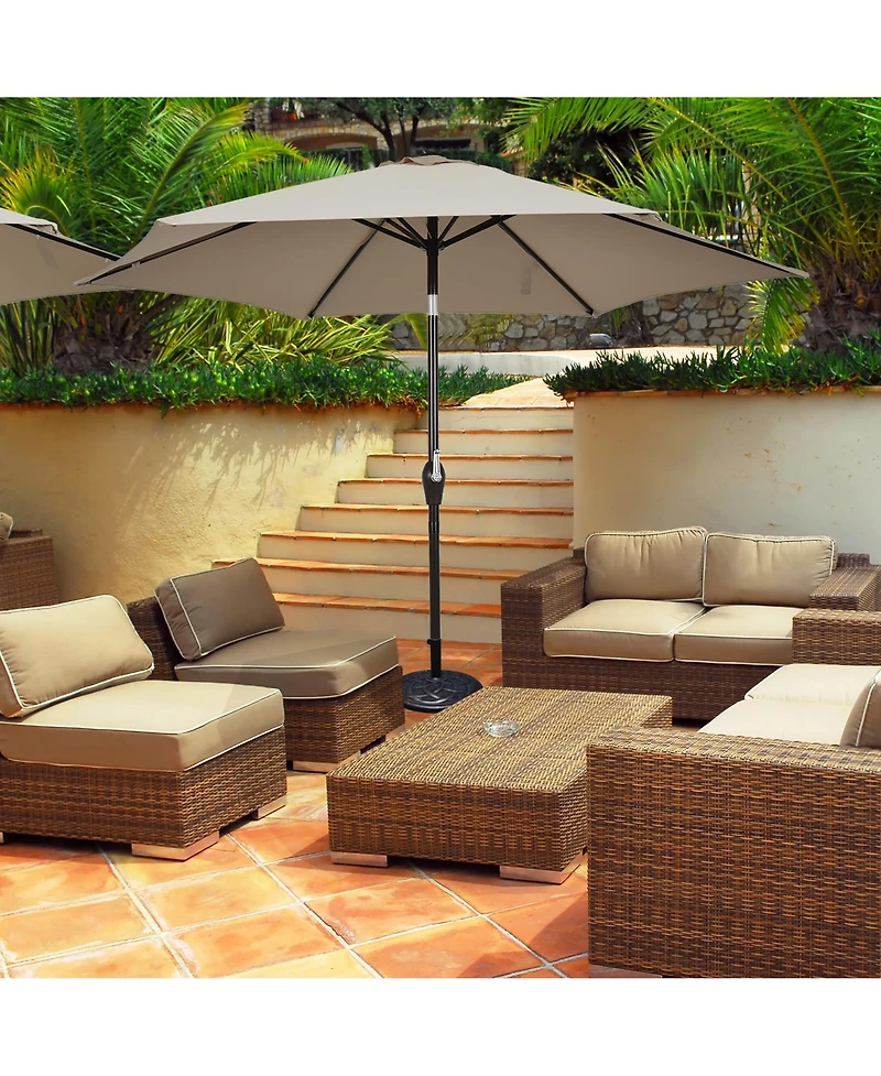 9Ft Outdoor Market Patio Table Umbrella Push Button Tilt Crank Lift