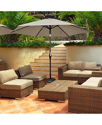 9Ft Outdoor Market Patio Table Umbrella Push Button Tilt Crank Lift