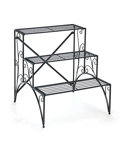 3 Tier Stair Style Metal Plant Stand Garden Shelf Flower Pot