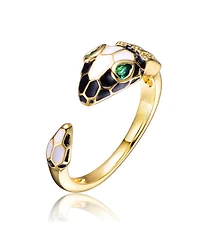 Ra 14K Gold Plated Green Cubic Zirconia Modern Inlaid Ring