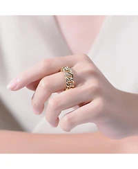 Ra 14K Gold Plated Round Cubic Zirconia Linked Chain Band Ring