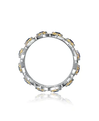 Two-Tone White Gold Plated and 14K with Colored Cubic Zirconia Band Ring