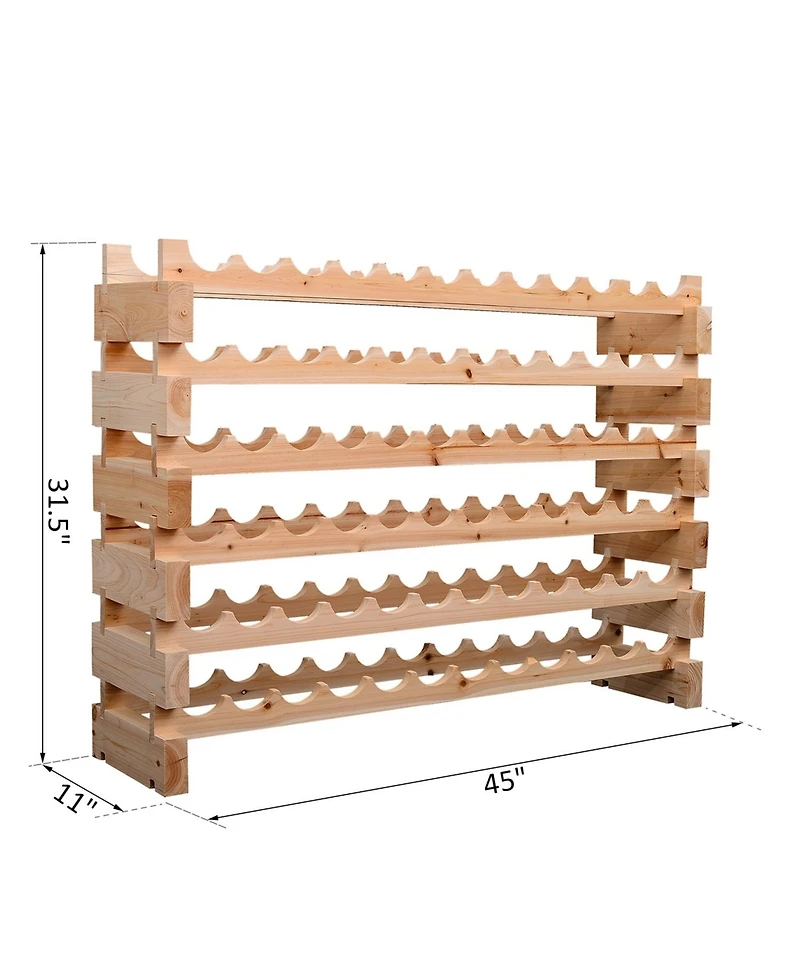 Homcom 72 Bottle Stackable Modular 6 Row Home Wood Wine Storage Rack