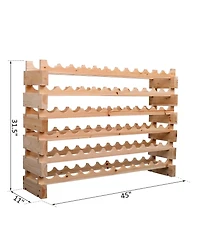 Homcom 72 Bottle Stackable Modular 6 Row Home Wood Wine Storage Rack