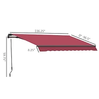 Outsunny 10' x 8 Manual Retractable Sun Shade Awning, Wine