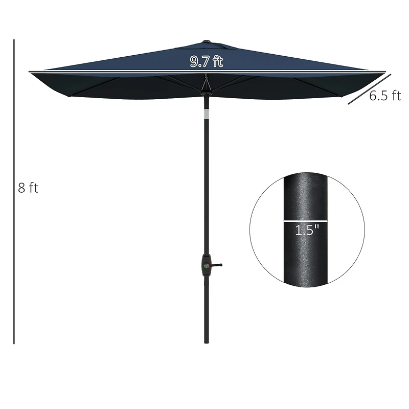 Outsunny 6.6' x 10' Outdoor Patio Umbrella with Crank Handle,