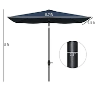 Outsunny 6.6' x 10' Outdoor Patio Umbrella with Crank Handle,