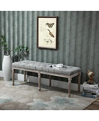 Homcom Accent Bench Tufted Upholste Fabric Ottoman for Living Room, Bedroom