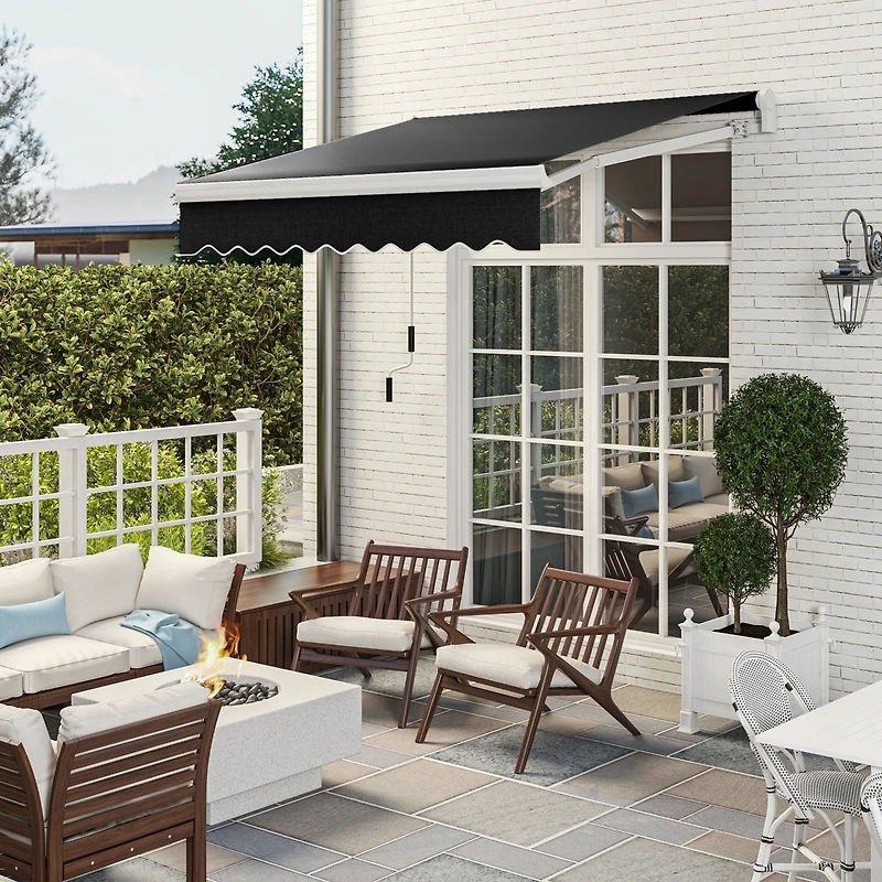 Outsunny 8' x 6.6' Patio Retractable Awning, Manual Sun Shade