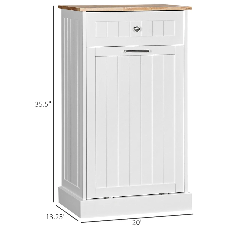 Homcom Hidden Trash Can Container Tilt Opening Kitchen Cabinet Bin, /