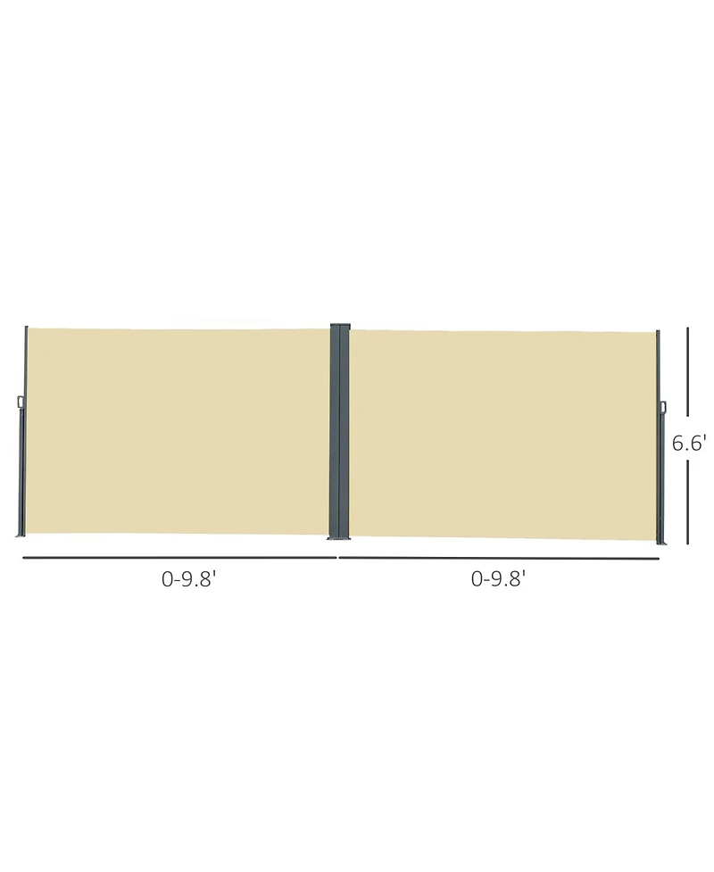 Outsunny Double Retractable Patio Side Awning w/ Uv-Resist Screen