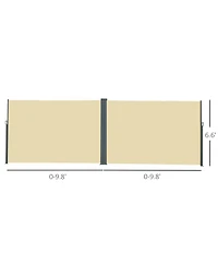 Outsunny Double Retractable Patio Side Awning w/ Uv-Resist Screen