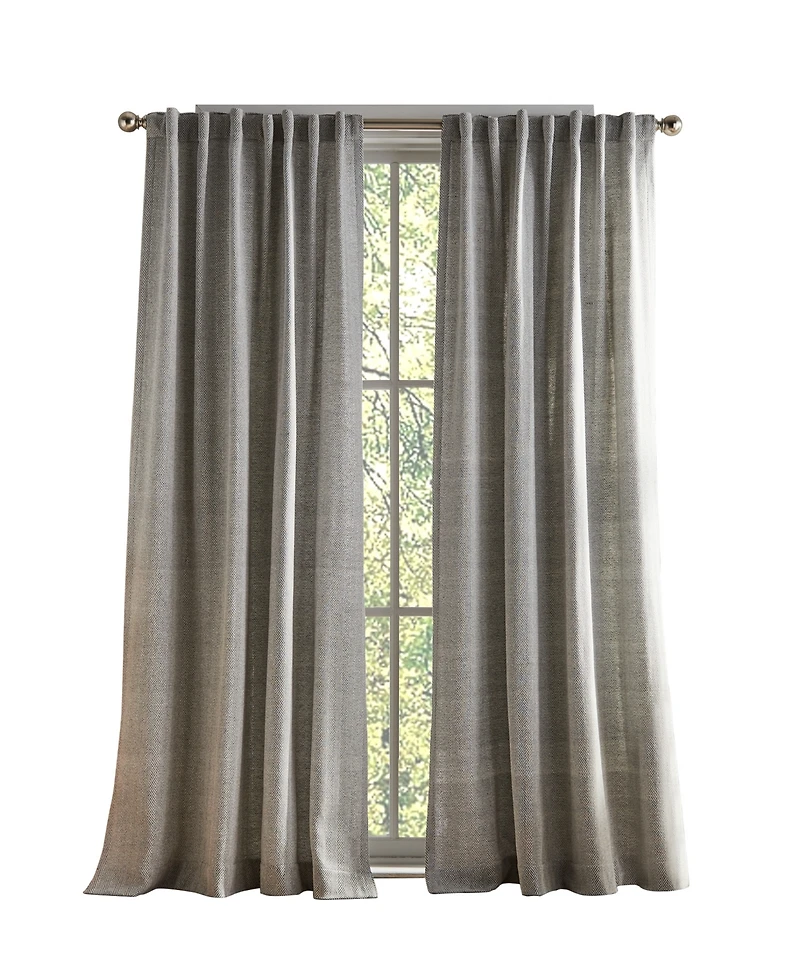 Tommy Hilfiger Herringbone Back Tab Dusty 2-Piece Curtain Panel