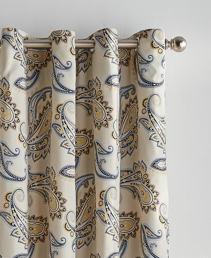 Tommy Hilfiger Vilette Paisley Grommet Room Darkening 2-Piece Curtain Panel, 50" x 96"