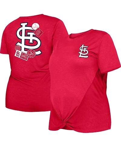 Women's New Era Red St. Louis Cardinals Plus Two-Hit Front Knot T-shirt