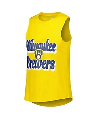 Women's Concepts Sport Navy, Gold Milwaukee Brewers Wordmark Meter Muscle Tank Top and Pants Sleep Set