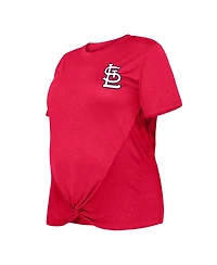 Women's New Era Red St. Louis Cardinals Plus Two-Hit Front Knot T-shirt