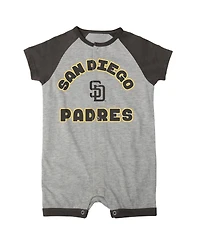 Newborn and Infant Boys Girls Heather Gray San Diego Padres Extra Base Hit Raglan Full-Snap Romper