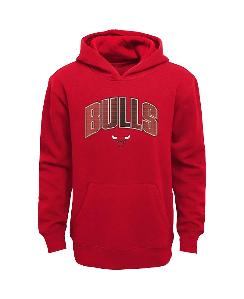 Little Boys and Girls Red, Heather Gray Chicago Bulls Double Up Pullover Hoodie and Pants Set