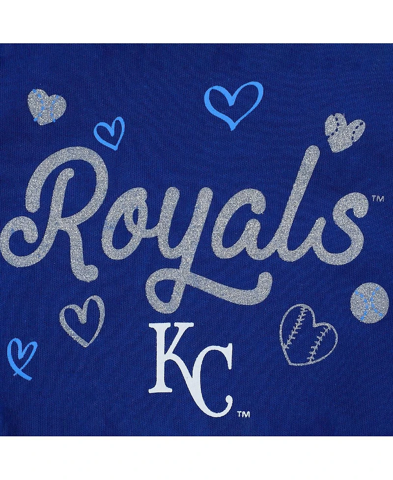 Girls Newborn and Infant Royal Kansas City Royals 3-Piece Home Plate Bodysuit Bib and Booties Set