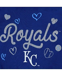 Girls Newborn and Infant Royal Kansas City Royals 3-Piece Home Plate Bodysuit Bib and Booties Set