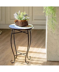 Costway Outdoor Indoor Accent Table Plant Stand Cobalt