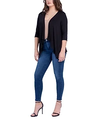 24seven Comfort Apparel Women's Open Front Elbow Length Sleeve Cardigan Sweater