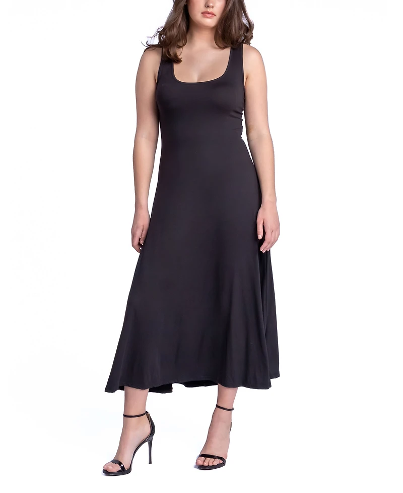 24seven Comfort Apparel Women's Relaxed Sleeveless Tunic A-Line Long Dress