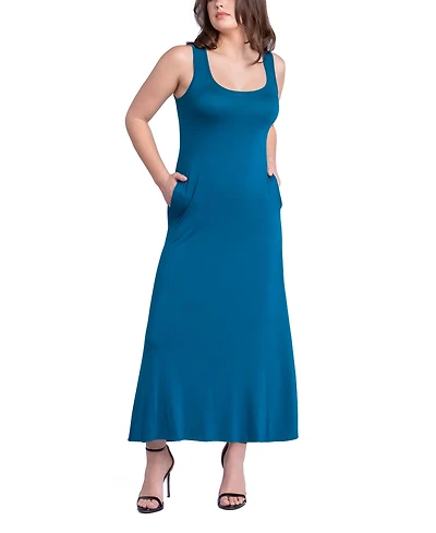 24seven Comfort Apparel Women's Relaxed Fit Sleeveless Tunic Dress with Pockets