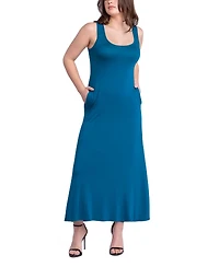 24seven Comfort Apparel Women's Relaxed Fit Sleeveless Tunic Dress with Pockets