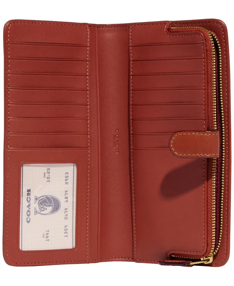 Coach Signature Monogram Coated Canvas Skinny Wallet