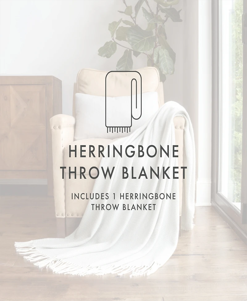 ienjoy Home Herringbone Fringed Throw, 60" x 50"