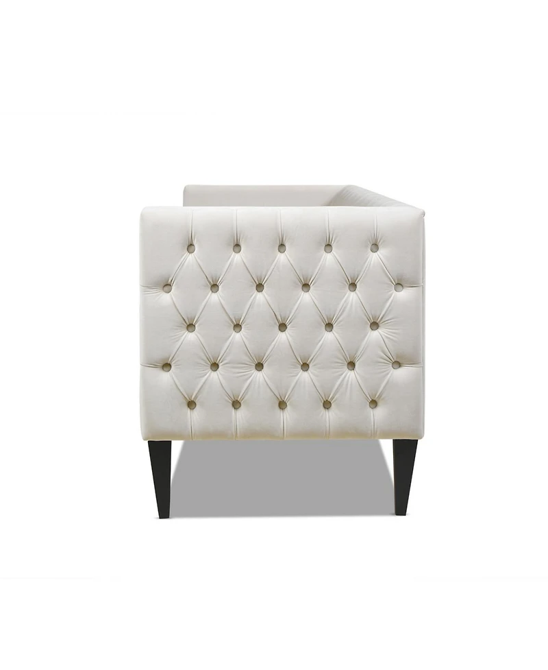 Jennifer Taylor Home Diane 84" Upholstered Bench Seat Tufted Tuxedo Sofa with Bolster Pillows