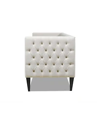 Jennifer Taylor Home Diane 84" Upholstered Bench Seat Tufted Tuxedo Sofa with Bolster Pillows