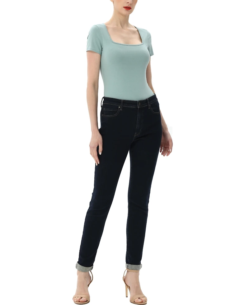 kimi + kai Women's Square Neck Basic Bodysuit Top