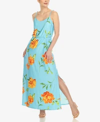 White Mark Women's Floral Strap Maxi Dress