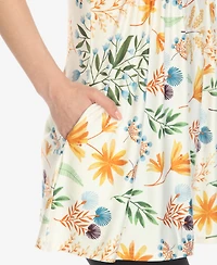 White Mark Women's Floral Sleeveless Tunic Top